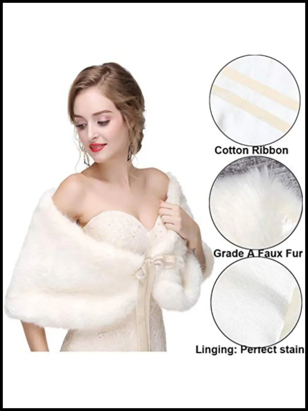 Faux Fur Stole Wedding Cape Bridal Shawl Winter Wrap
